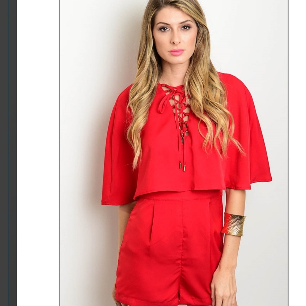 Red cape jumpsuit
